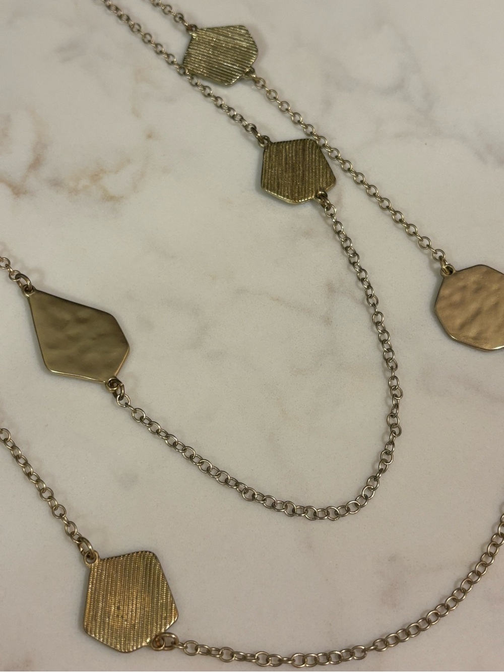 Chico's Gold-Tone Layered Geometric Station Necklace